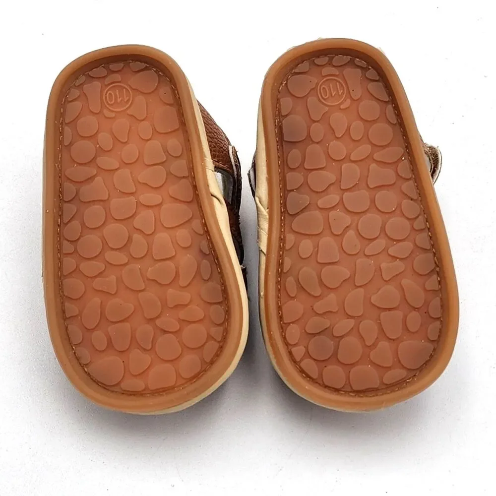 Baby Shoes Fisherman Faux Leather Buckle Sandals Brown Infant Size 1 US